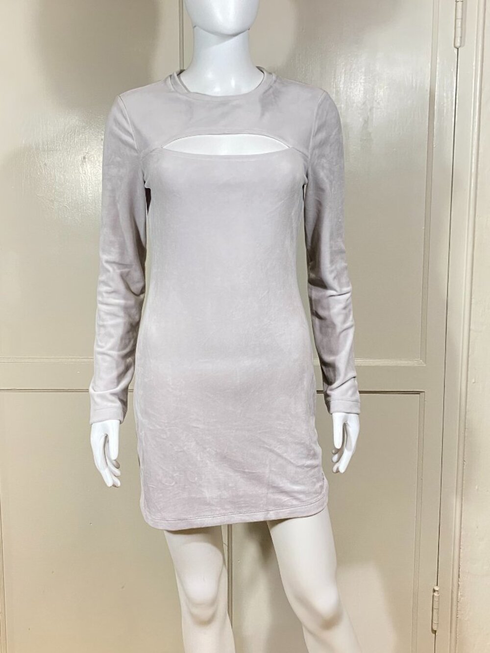 JUICY COUTURE Gray Silver Velour Velvet Cutout Bodycon Y2K Mini Dress Sz M, NWT